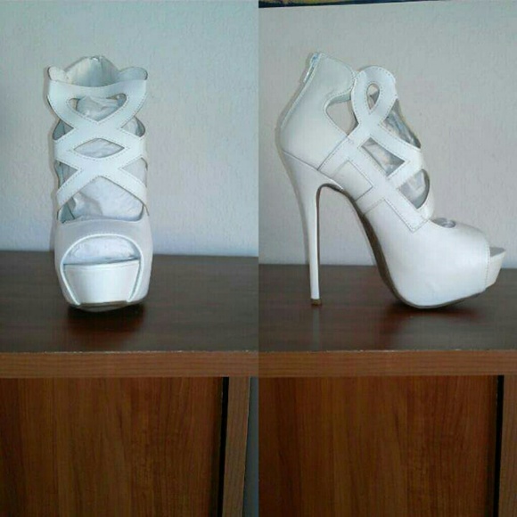 All white heels
