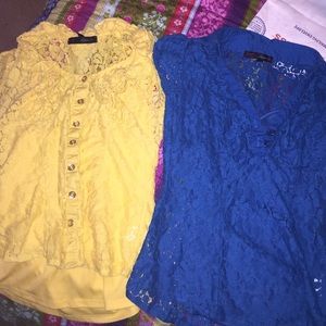 Blue and yellow blouse
