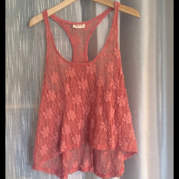 Crystal K Tops - 🎉Host Pick🎉 Pink Crystal K Sheer Lace Tank
