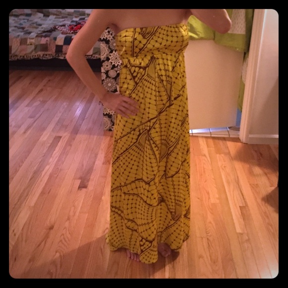 Sweet Like Home yellow/brown patterned maxi dress