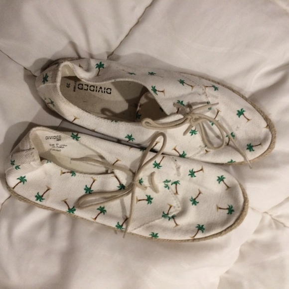 h&m canvas espadrilles palm tree print - Picture 1 of 1
