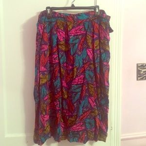 Leaf print long skirt