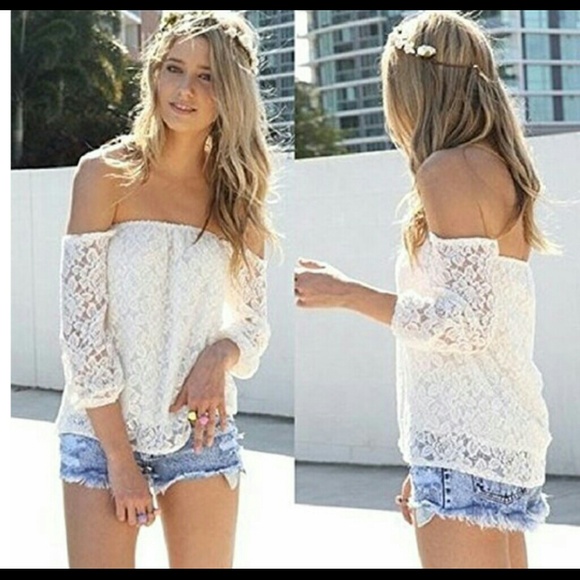 Lace, off the shoulder top