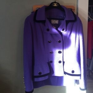 Chanel purple and black skirt suit