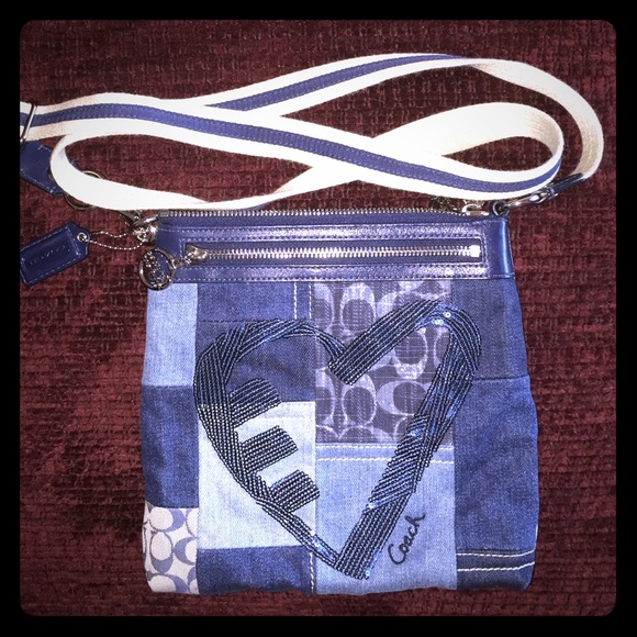 Coach denim patchwork crossbody bag