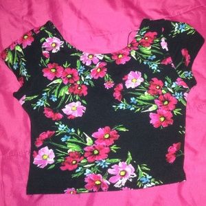 Floral Crop Top With Back Cross