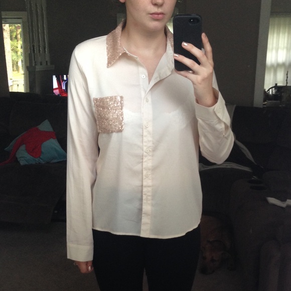 Sequined Button-Up