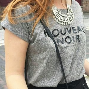 Gray Cuffed Sleeve Graphic Tee Size XS