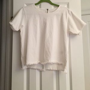 Madewell white long length crop t shirt