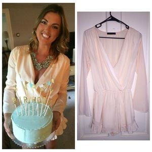 Beige long-sleeved romper