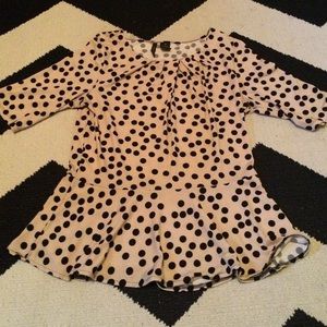 Beige and black polka dot top