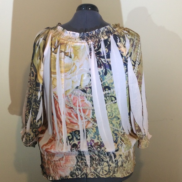 Floral & Pearl  Peasant Blouse - Plus Size - Picture 2 of 2