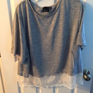 Asos curve gray shirt with lace bottom