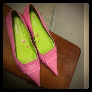 Bronx Pink Pointy Flat Shoes