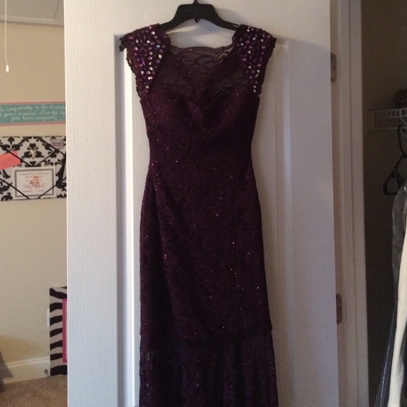 Dark Purple Lace/Sequin gown