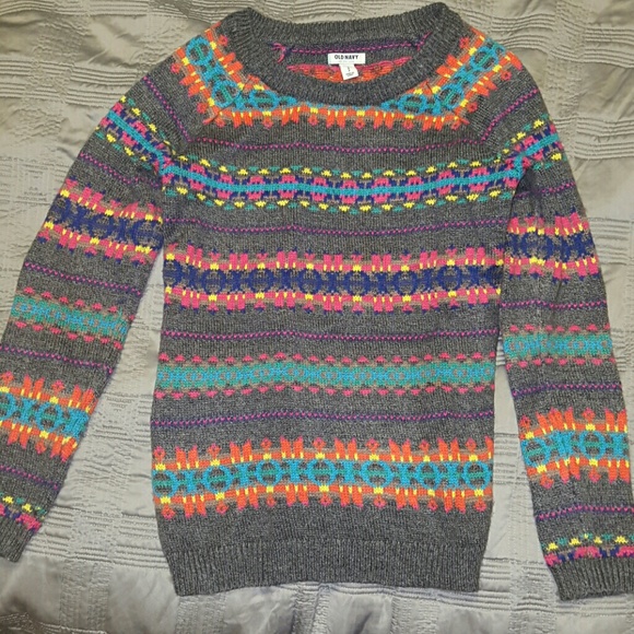 Brand new! Old navy gray colorful sweater