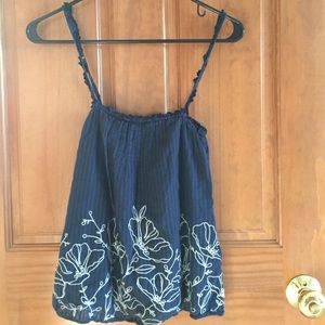 Navy blue Hollister tank top with white flowers