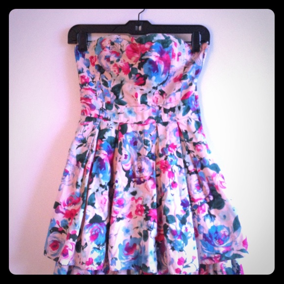 Strapless floral dress