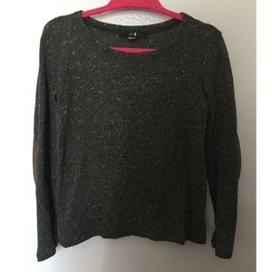 speckled sweater with elbow patches