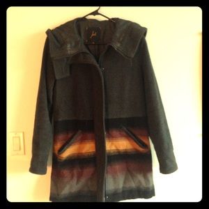 Hooded color block jacket