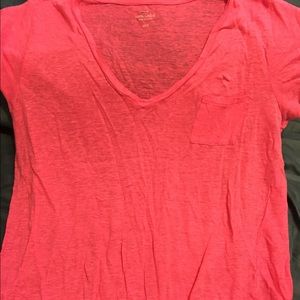 JCREW pink linen v-neck