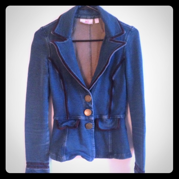 JLo Collection denim fitted blazer