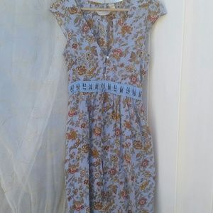 Floral fall blue dress