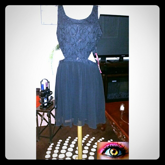 Sequin and Sheer Black Dress