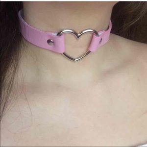 pastel pink heart choker