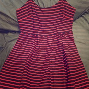 Jcrew red and black striped dress