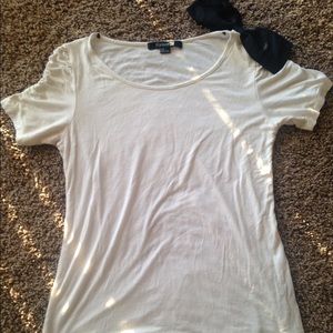 White and black bow sleeve top
