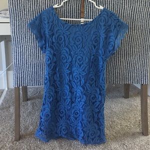 Gorgeous blue rosette mini dress