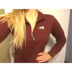 Burgundy North Face quarter zip.