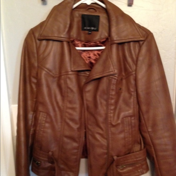 Cognac faux leather jacket