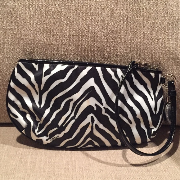 BEBE Black and White Zebra Print Wristlet - Picture 2 of 2