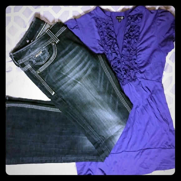 Express rerock jeans wide leg size 10 top size m