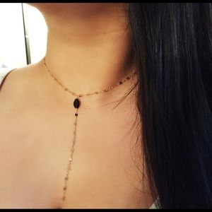 Smoky Quartz & Gold Y Necklace