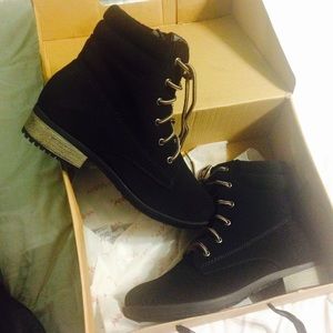 Suede construction boots