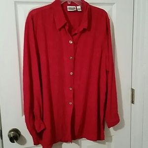 Chico's design red silk tunic blouse