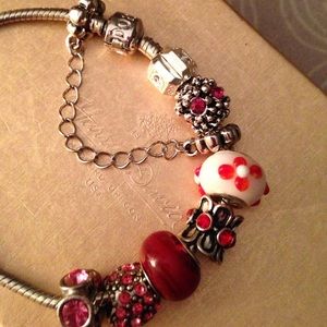 Oxidized silver rhinestone charms