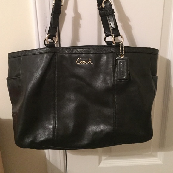 Coach black leather handbag
