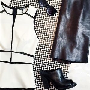 Intermix White Peplum top with contrasting  mesh