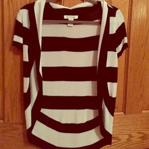 Black and white striped cardigan