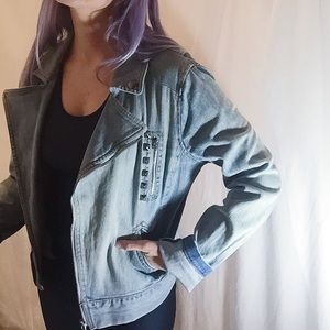 Silence + noise studded Denim Motorcycle Jacket