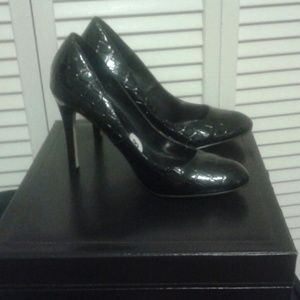 Brand new  JOEY black crock print shiny pumps