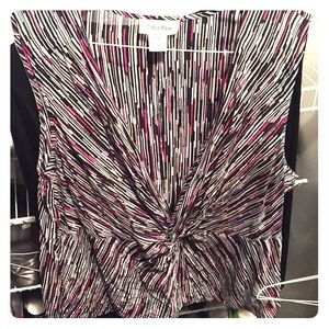 Calvin Klein cotton/silk shell with twist detail.