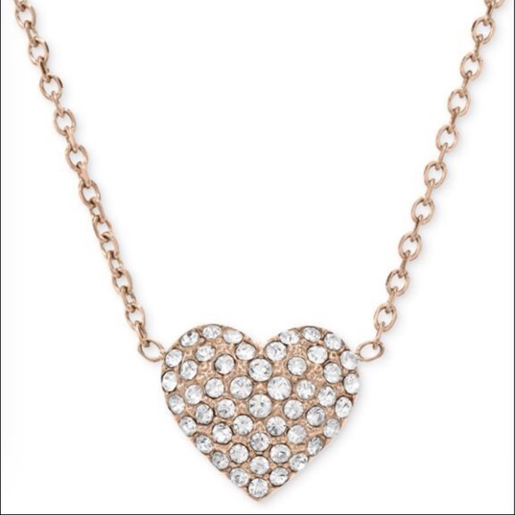 Michael Kors rose gold pave heart necklace