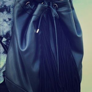 Leather fringe backpack
