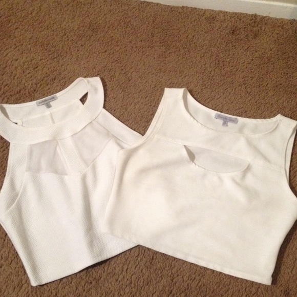 Two white crop tops from Charlotte Russe