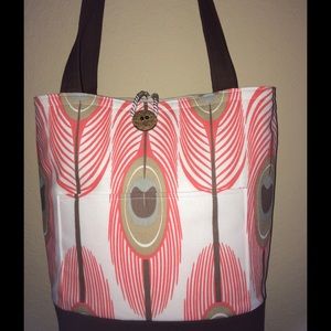 NWOT Orange/white/brown handbag